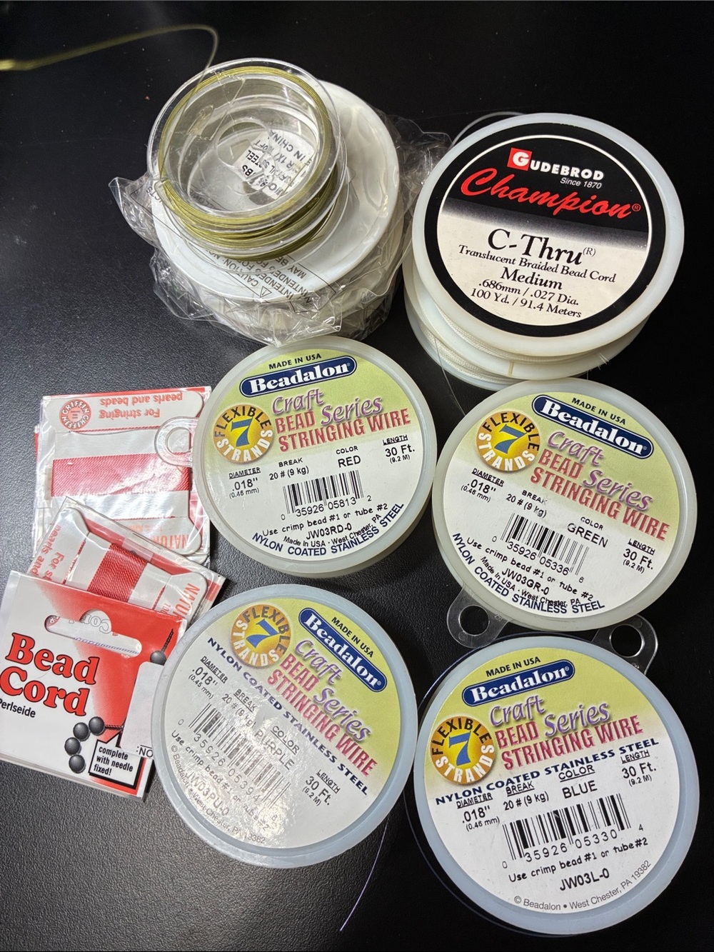 Beadalon and other brands of Craft Bead Stringing Wire Spools - Mixed Colors